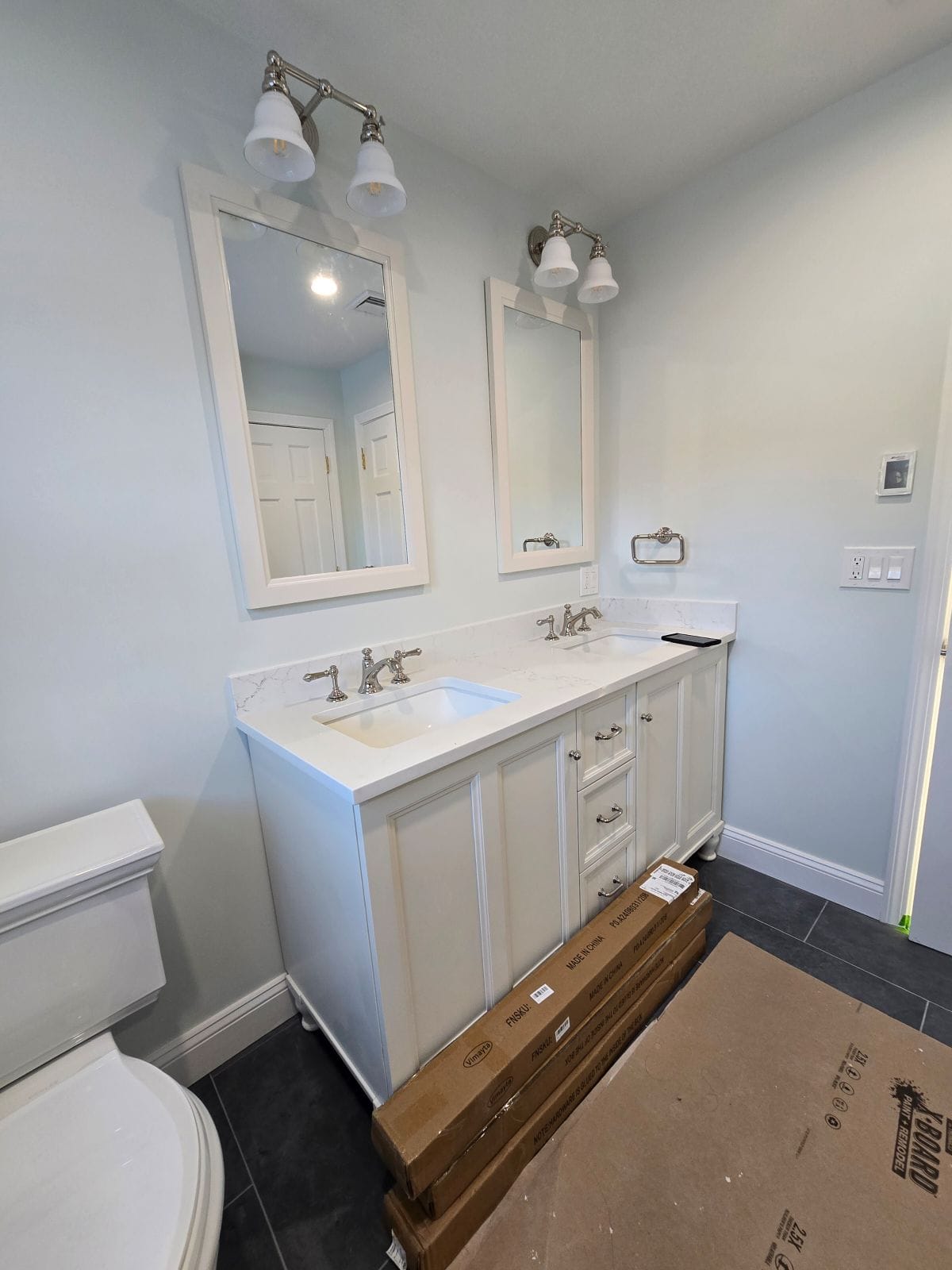 White bathroom with modern fixtures